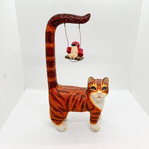 Tyber Katz Limited Edition Orange Tabby Cat Bird Swing Tiger Witchy Sculpture
